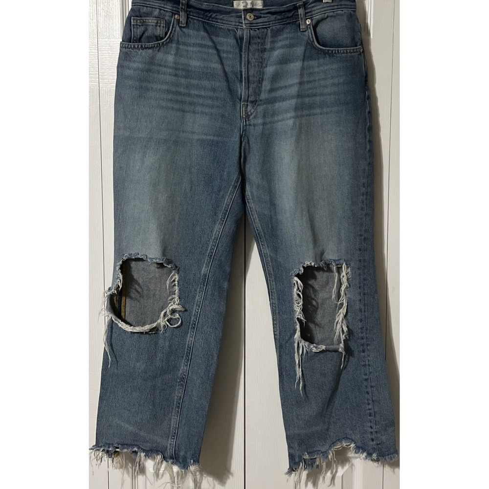 We The Free Maggie High Rise Cropped Straight Leg Distressed Jean SZ 31 (33x27) - Picture 9 of 10